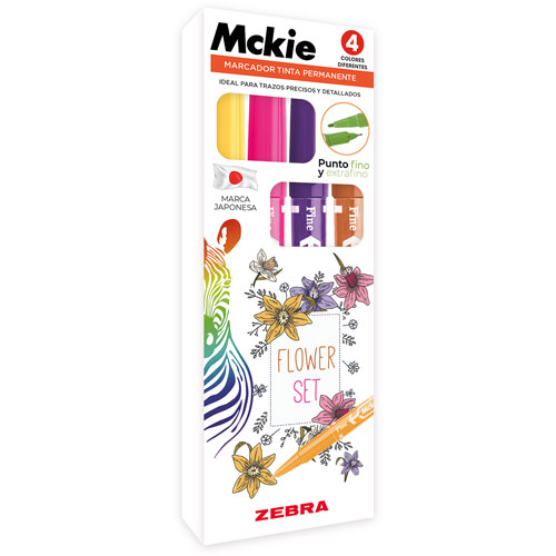 Foto de Marcador Permanente Doble Punta Zebra Mckie Flowers Con 4 