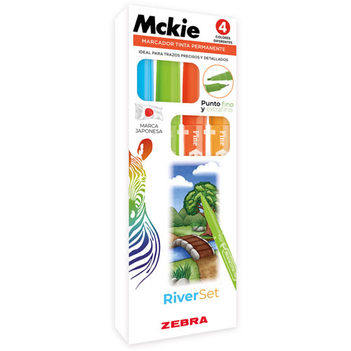 Foto de Marcador Permanente Doble Punta Zebra Mckie River Con 4 