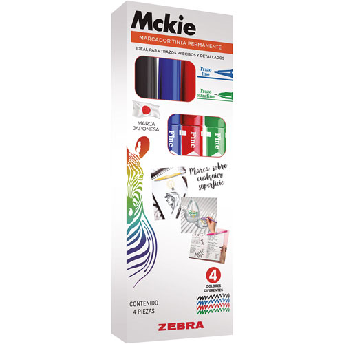 Foto de Marcador Permanente Doble Punta Zebra Mckie Surtido Con 3 