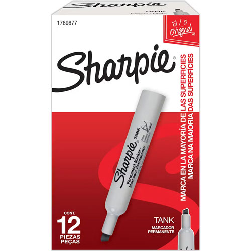 Foto de Marcador Permanente Sharpie Tank Punta Cincel Negro Con 12 
