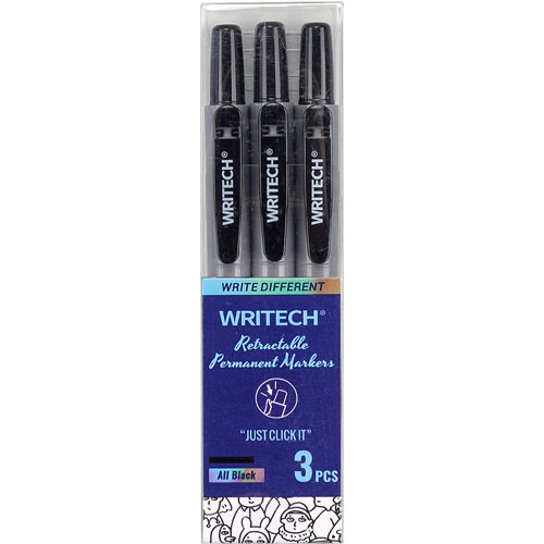 Foto de Marcador Permanente Writech Retractil para Red con 3 Negro 