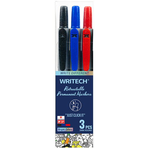 Foto de Marcador Permanente Writech Retractil para Red con 3 Surtido 