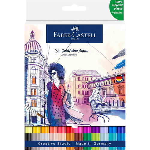 Foto de Marcadores Acuarelables Faber-Castell Goldfaber Aqua Doble Punta con 24 