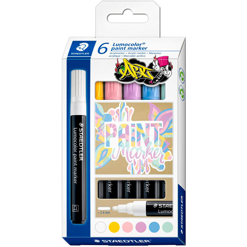 Foto de Marcadores Arte Staedtler Lumocolor Acrilico Pastel 6 Piezas 