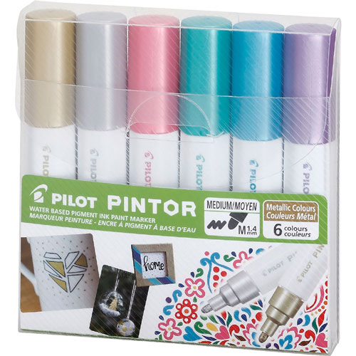 Foto de MARCADORES PINTOR PUNTO MEDIANO 1.4MM COLORES METÁLICOS BLISTER CON 6 