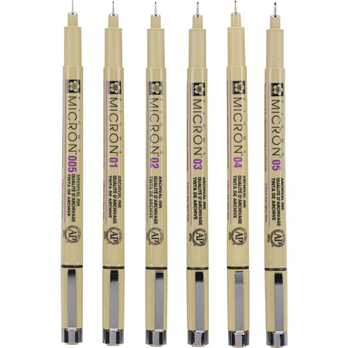 Foto de Marcadores Sakura Pigma Micron Negro con 6 Piezas 