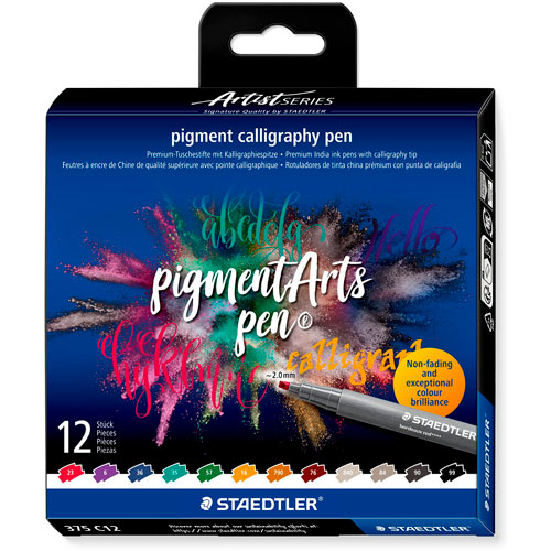 Foto de Marcadores Staedtler Pigment Punta Cincel Con 12 Colores 
