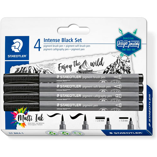 Foto de Marcadores Staedtler Pigment Varias Puntas Con 4 Color Negro 