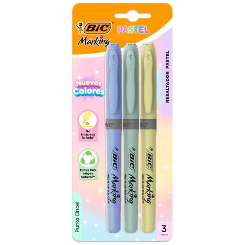 Foto de Marcatextos Bic Marking Pastel Cincel Blister Con 3 