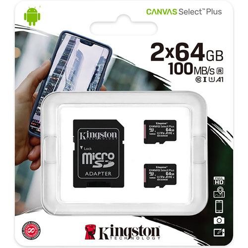 MEMORIA MICRO SD KINGSTON 64 GB PAQUETE CON 2 | Kingston | Tecnología