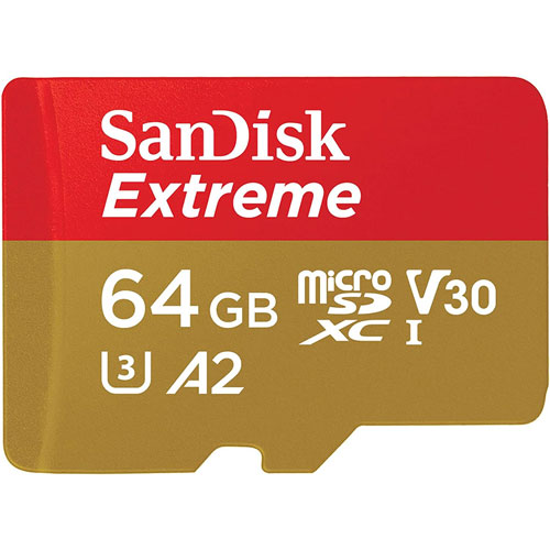 Foto de Memoria Sandisk Microsdxc con adaptador C10 A2 Extreme de 64Gb 