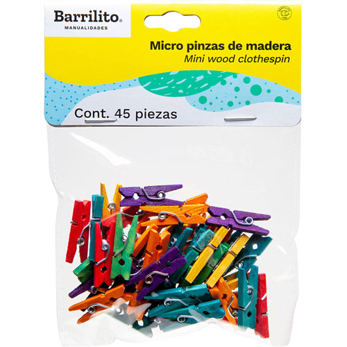 Foto de Micropinzas colores Bol con 45 piezas Barrilito 
