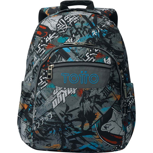 Foto de Mochila Escolar Totto Ma04 Acuarela Gris/Naranja 