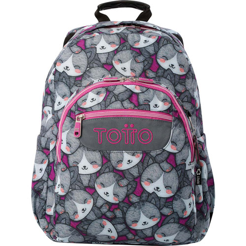 Foto de Mochila Escolar Totto Ma04 Acuarela Gris/Rosa 