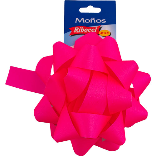 Foto de Moño Ribocel Neon Mate gigante Rosa 