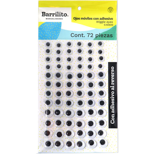 Foto de Ojos Movibles Con Adhesivo Barrilito Con 72 Piezas 