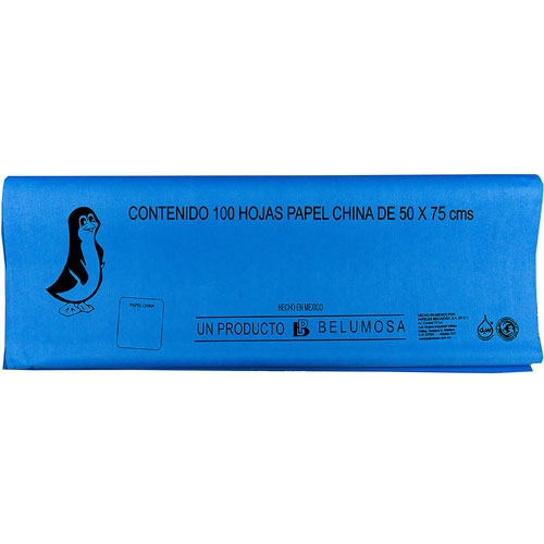Foto de Papel China 50X75Cm 18 Gr Con 100 Pliegos Azul Rey 