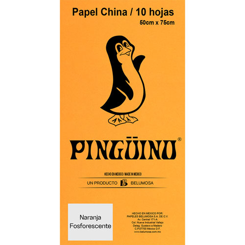 Foto de Papel China Con 10 Pliegos Fosforescente Naranja 50X75Cm 18Gr 