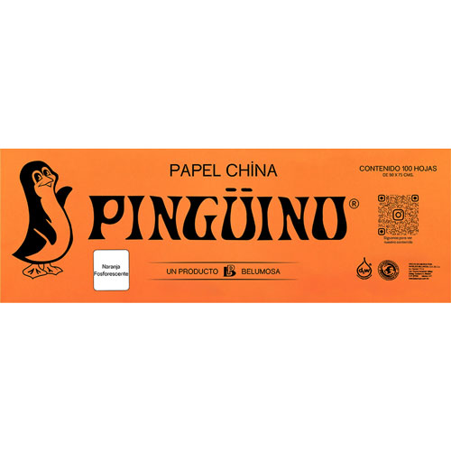 Foto de Papel China Con 100 Pliegos Fosforescente Naranja 50X75Cm 18Gr 