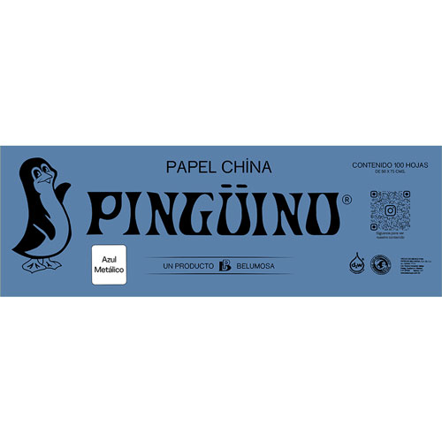 Foto de Papel China Con 100 Pliegos Metalico Azul 50X75Cm 18Gr 