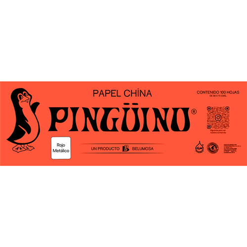 Foto de Papel China Con 100 Pliegos Metalico Rojo 50X75Cm 18Gr 