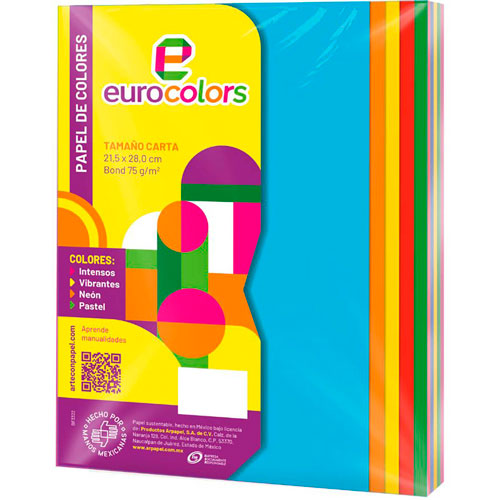 Foto de Papel Color Cortado Eurocolors Con 50 Hojas Arco Iris Intensos 