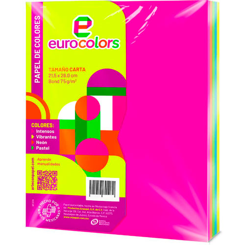 Foto de Papel Color Cortado Eurocolors Print Con 100 Hojas Arco Iris Vibrante 