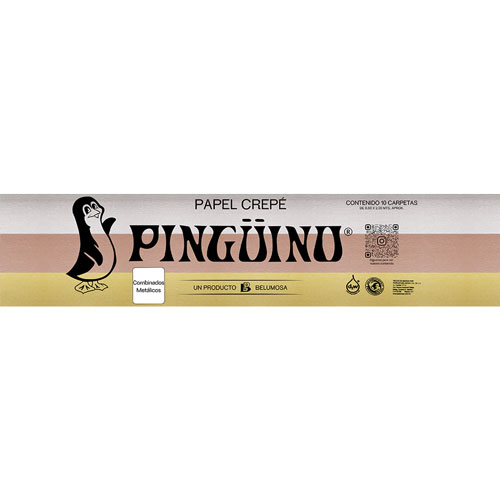 Foto de Papel Crepe Pinguino .50X2 Metros Con 10 Pliegos Combinado Metalico 