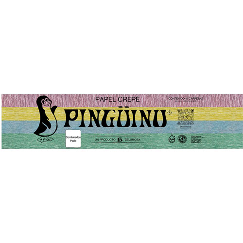 Foto de Papel Crepe Pinguino .50X2M Con 10 Pliegos Combinado Aperlado 