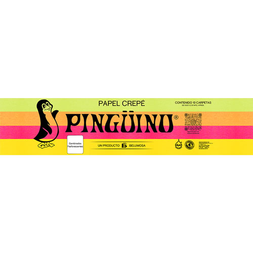 Foto de Papel Crepe Pinguino .50X2M Con 10 Pliegos Combinado Fosforescente 