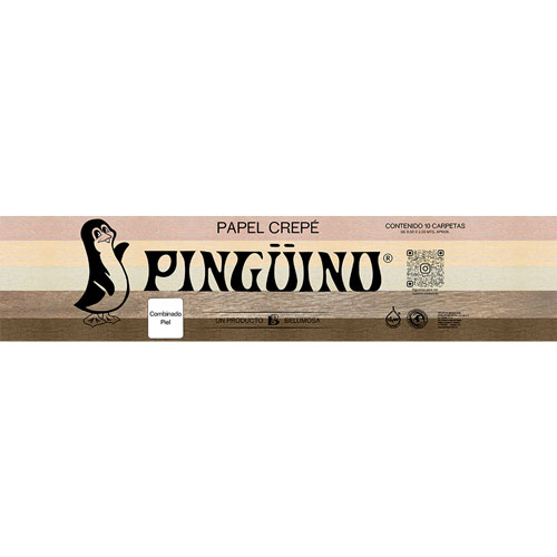 Foto de Papel Crepe Pinguino .50X2M Con 10 Pliegos Combinado Piel 