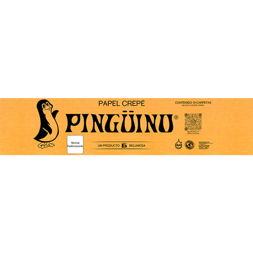 Foto de Papel Crepe Pinguino .50X2M Con 10 Pliegos Fosforescente Naranja 