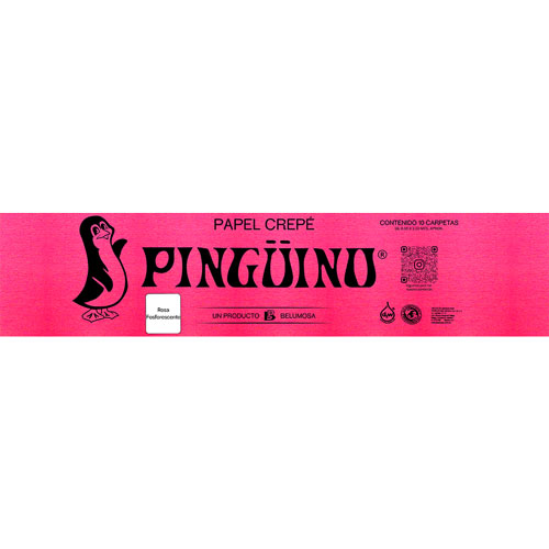 Foto de Papel Crepe Pinguino .50X2M Con 10 Pliegos Fosforescente Rosa 