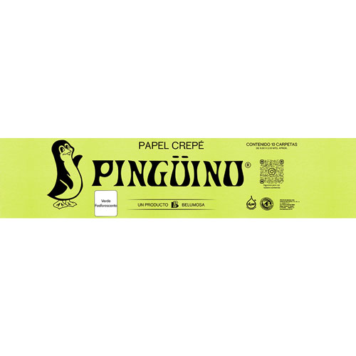 Foto de Papel Crepe Pinguino .50X2M Con 10 Pliegos Fosforescente Verde 