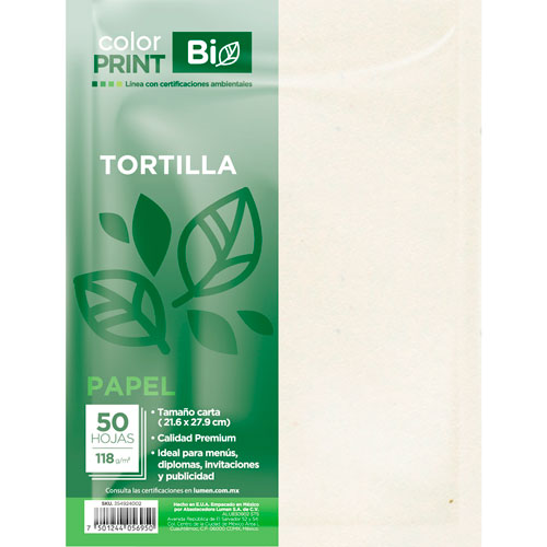 Foto de Papel Texturizado Cortado Color Print Bio Ecologico Fino T/C 118 Gr Con 50 Tortilla 