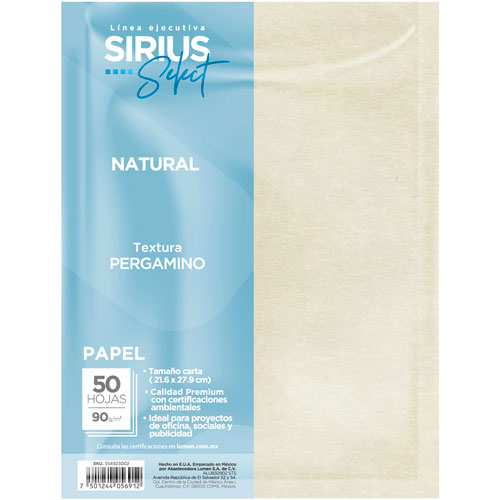 Foto de Papel Texturizado Cortado Sirius Select Pergamino Fino T/C 90 Gr Con 50 Natural 