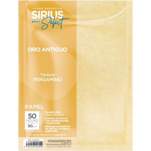 Foto de Papel Texturizado Cortado Sirius Select Pergamino Fino T/C 90 Gr Con 50 Oro Antiguo 