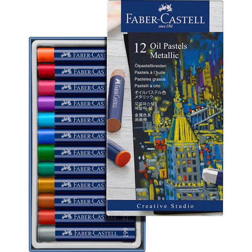 Foto de Pasteles Grasos Faber-Castell Goldfaber Metalicos Set con 12 