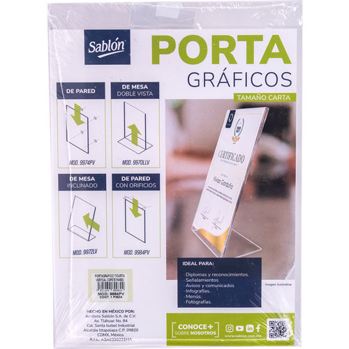 Foto de Personificador Sablon Porta Graficos T/C 1/C Vertical con copete 