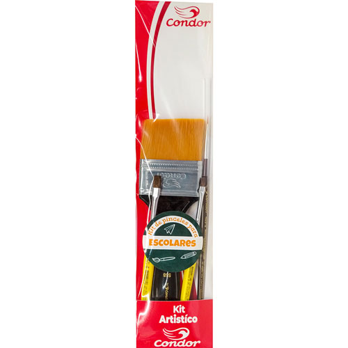 Foto de Pincel Roel Condor Escolar #03 Blister Con 4 Piezas 