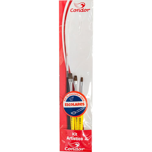 Foto de Pincel Roel Condor Escolar #04 Blister Con 4 Piezas 