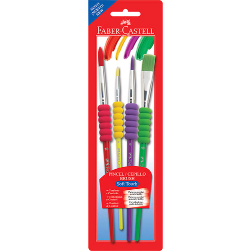 Foto de Pincel Escolar Fc 181600 Grip Sint Varias Puntas Con 4 Piezas 