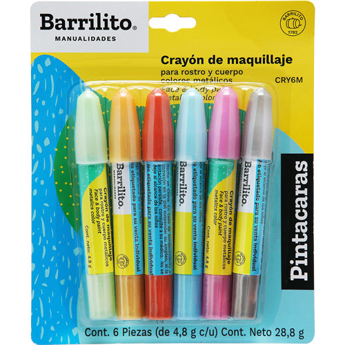 Foto de Pinta Carita En Crayon Barrilito Con 6 Colores Metalicos 
