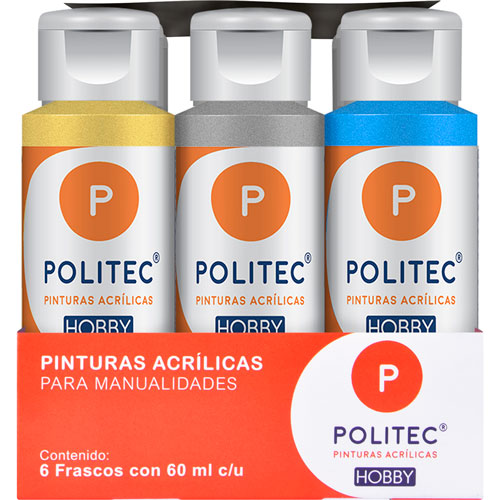 Foto de Pintura Acrílica Hobby Politec Set Mixto 6 Piezas de 60 ml 