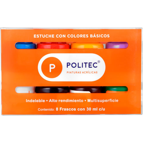 Foto de Pintura Acrílica Set con 8 Piezas de Acrilico Politec 30 ml Basico 