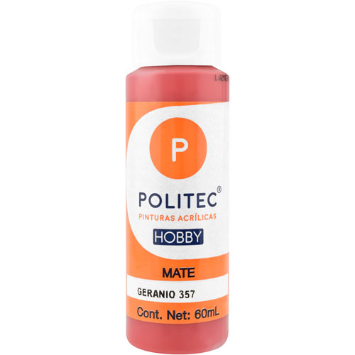 Foto de Pintura Acrilico Politec Hobby Mate Geranio #357 60 ml 