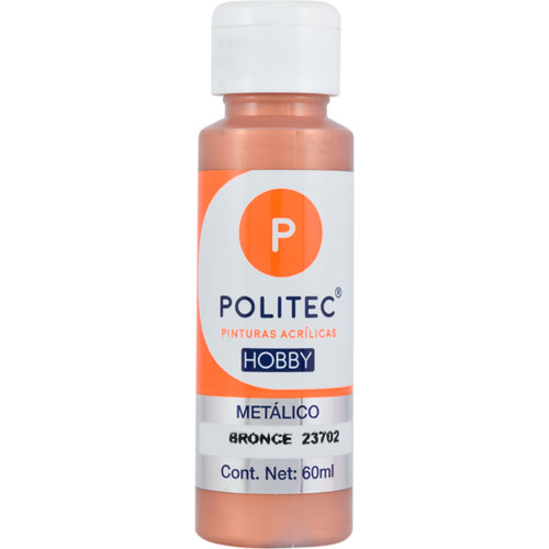 Foto de Pintura Acrilico Politec Hobby Metalico Bronce #23702 60 ml 