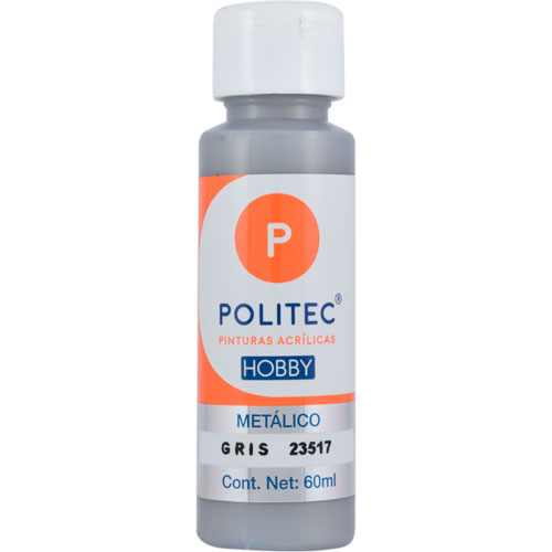 Foto de Pintura Acrilico Politec Hobby Metalico Gris #23517 60 ml 