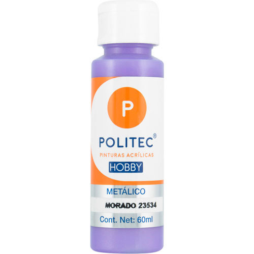 Foto de Pintura Acrilico Politec Hobby Metalico Morado #23534 60 ml 