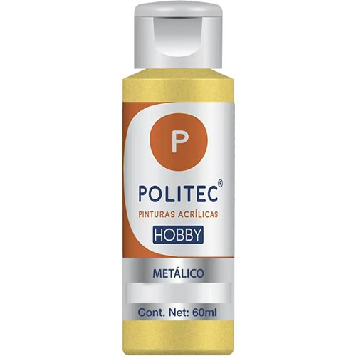 Foto de Pintura Acrilico Politec Hobby Metalico Oro #23700 60 ml 